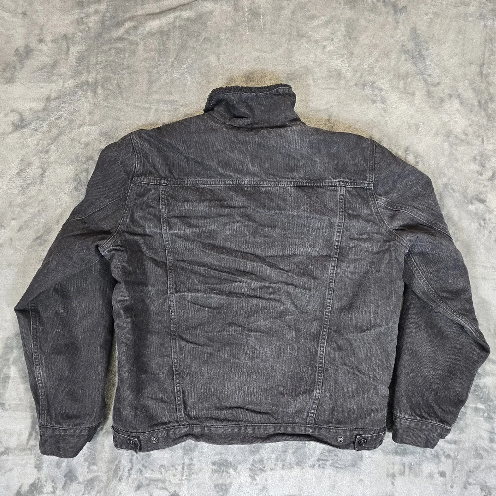 GAP Black Denim Jacket Sherpa Fleece Lined Size Large - Picture 7 of 7